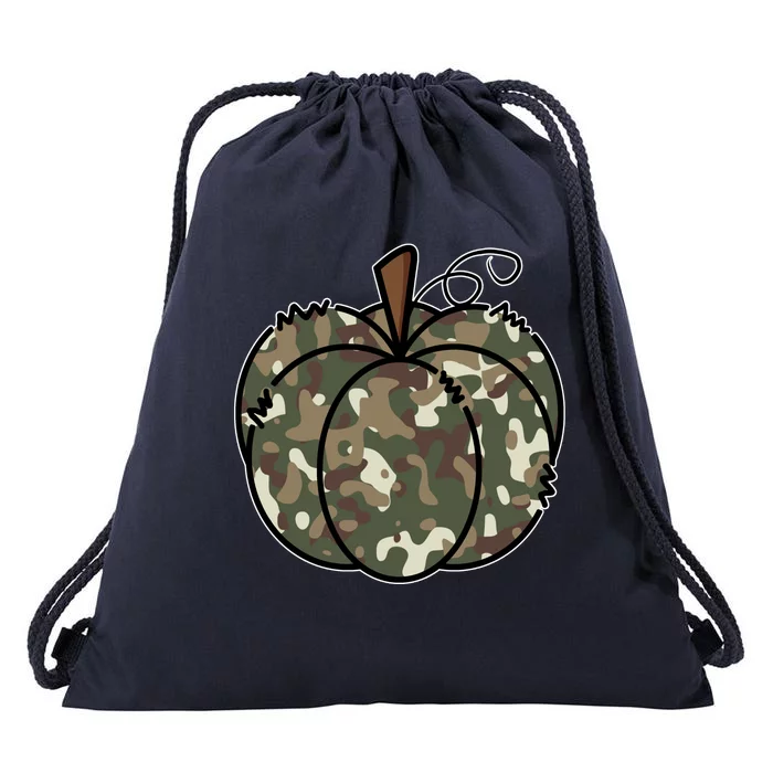 Camouflage Pumpkin Holiday Drawstring Bag