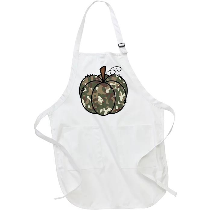 Camouflage Pumpkin Holiday Full-Length Apron With Pocket