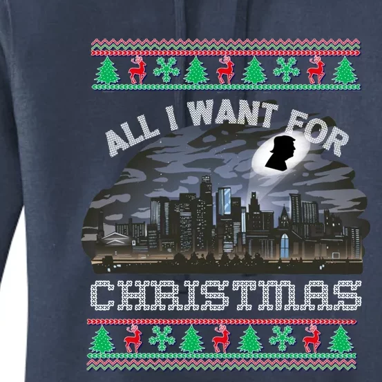 Christmas Political Humor Xmas Saying Pro Trump Anti Biden Cute Gift Women's Pullover Hoodie