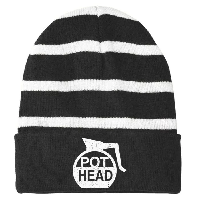 Coffee Pot Head Striped Beanie with Solid Band