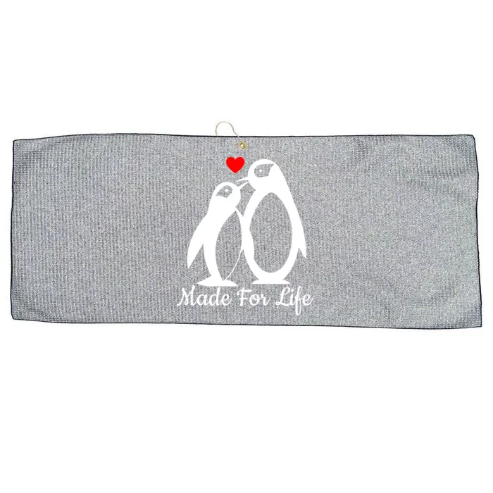 Cute Penguin Heart Valentines Day Gift Large Microfiber Waffle Golf Towel