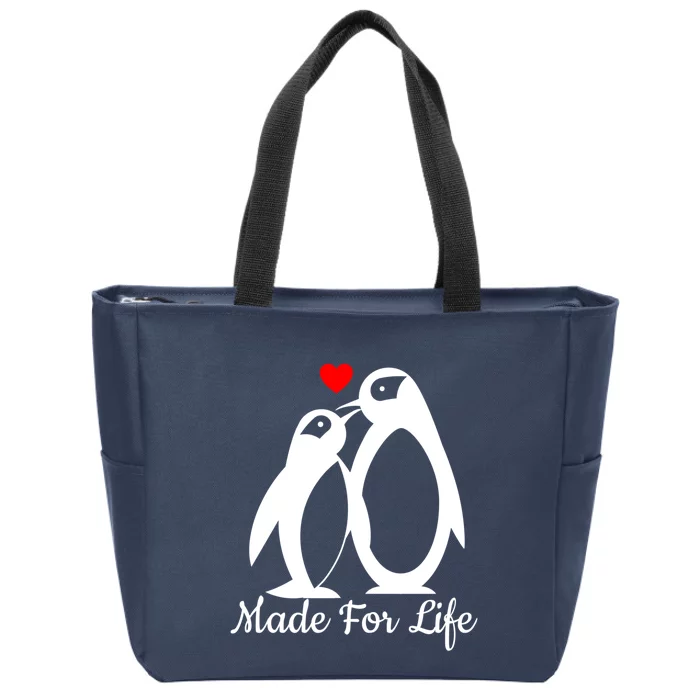 Cute Penguin Heart Valentines Day Gift Zip Tote Bag