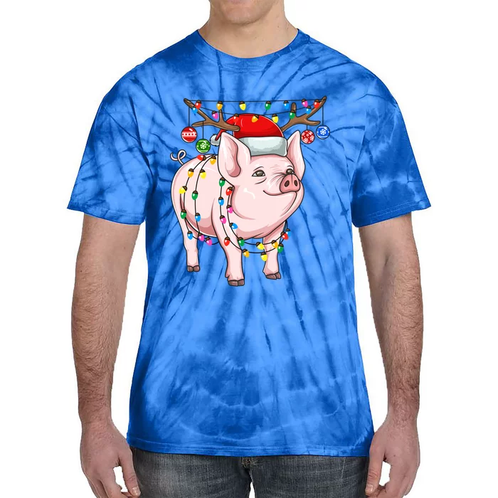 Christmas Pig Holiday Lights With Antlers And Ornats Meaningful Gift Tie-Dye T-Shirt