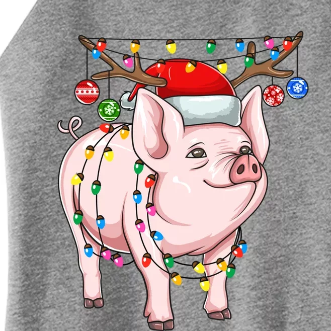 Christmas Pig Holiday Lights With Antlers And Ornats Meaningful Gift Women’s Perfect Tri Rocker Tank