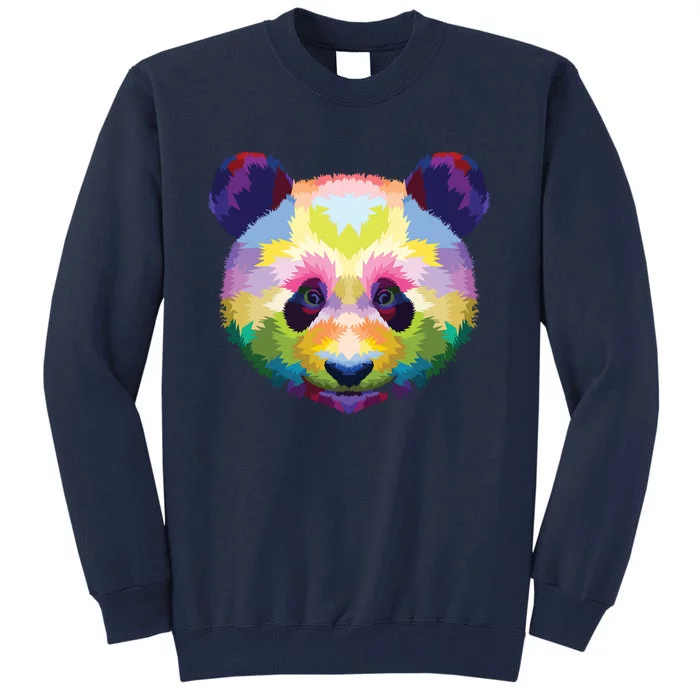 Cute Panda's Head Colorful Artistic Geometric Panda Lover Tall Sweatshirt