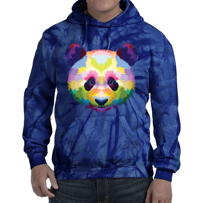 Cute Panda's Head Colorful Artistic Geometric Panda Lover Tie Dye Hoodie