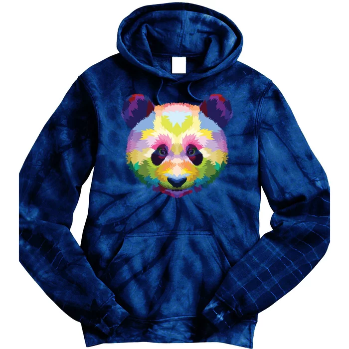 Cute Panda's Head Colorful Artistic Geometric Panda Lover Tie Dye Hoodie