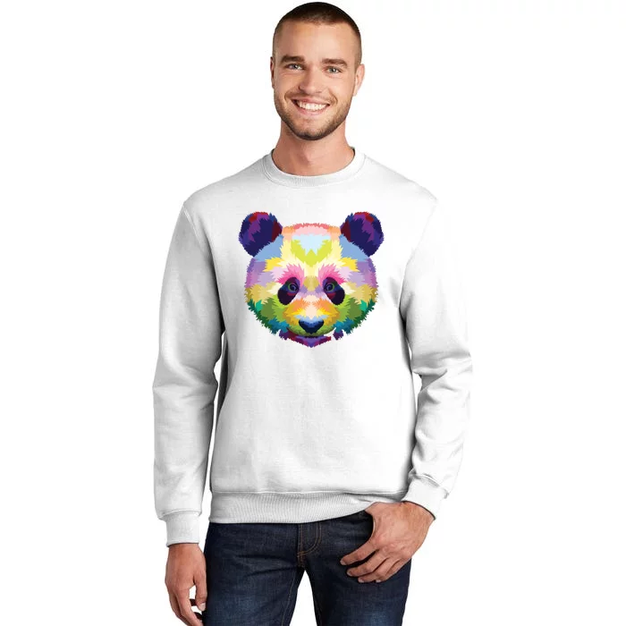 Cute Panda's Head Colorful Artistic Geometric Panda Lover Sweatshirt