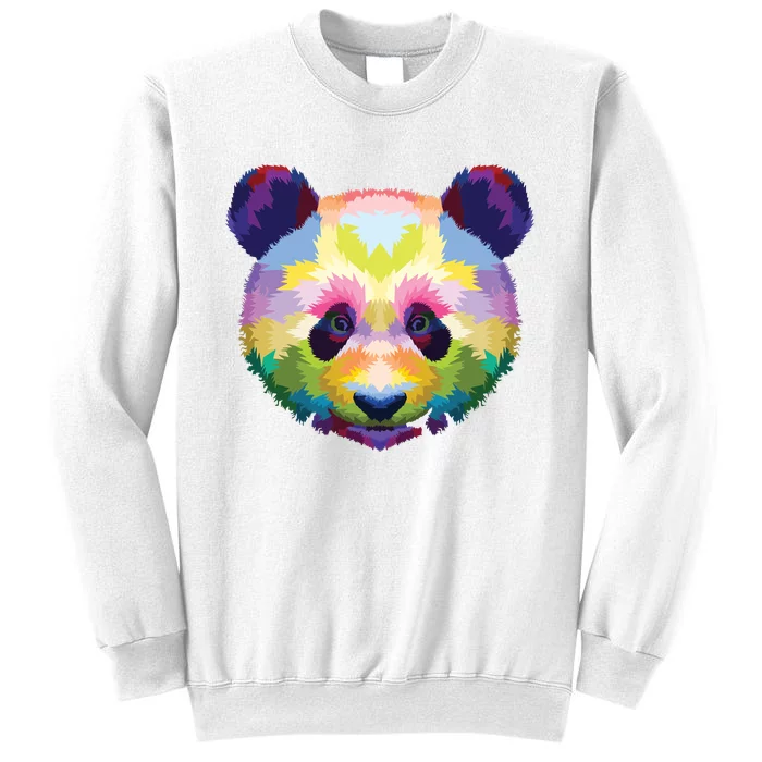 Cute Panda's Head Colorful Artistic Geometric Panda Lover Sweatshirt