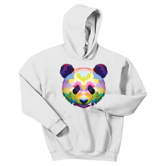 Cute Panda's Head Colorful Artistic Geometric Panda Lover Kids Hoodie