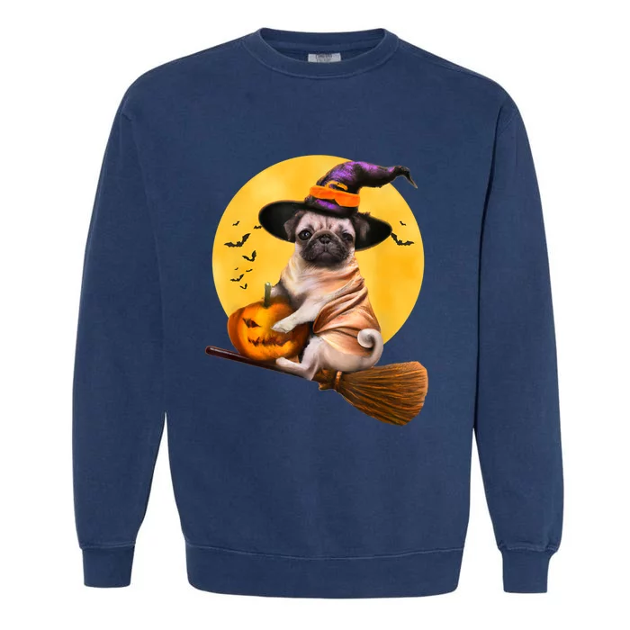 Cute Pug Halloween Costume Shirt Boys Girls Dog Garment-Dyed Sweatshirt