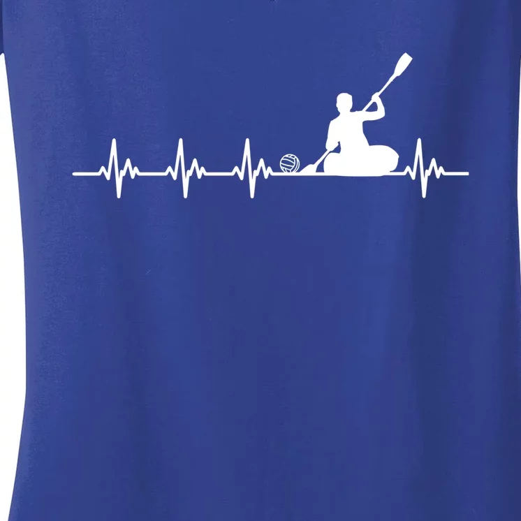 Canoe Polo Heartbeat Costume Love Water Team Sports Cool Gift Women's V-Neck T-Shirt