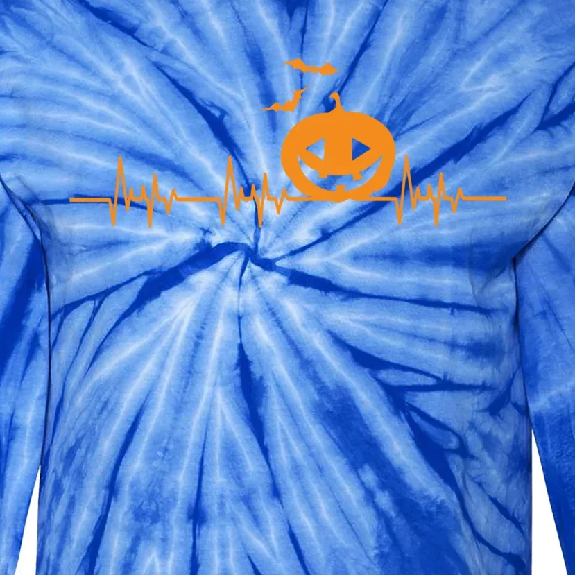 Carved Pumpkin Halloween Heartbeat Nurse Meaningful Gift Tie-Dye Long Sleeve Shirt