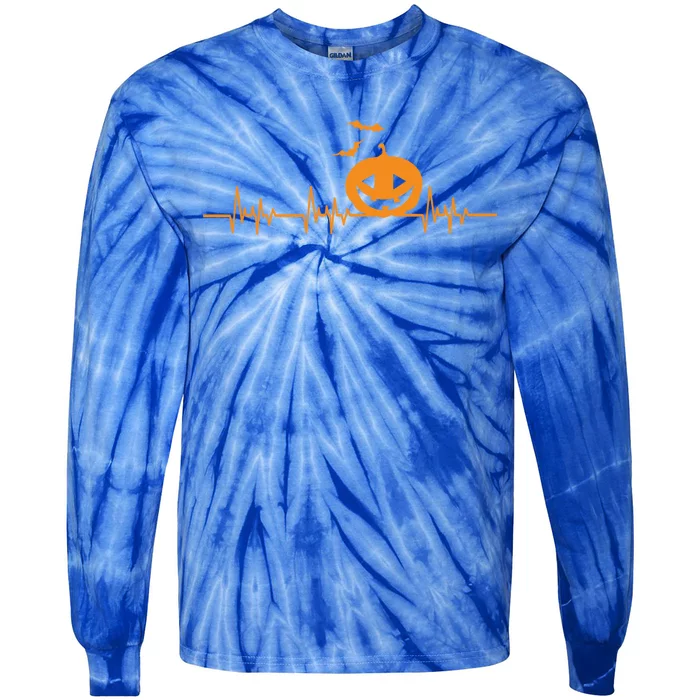 Carved Pumpkin Halloween Heartbeat Nurse Meaningful Gift Tie-Dye Long Sleeve Shirt