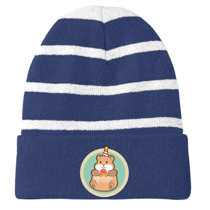 Cute Pet Hamster Young Birthday Party Boy And Girl Striped Beanie with Solid Band