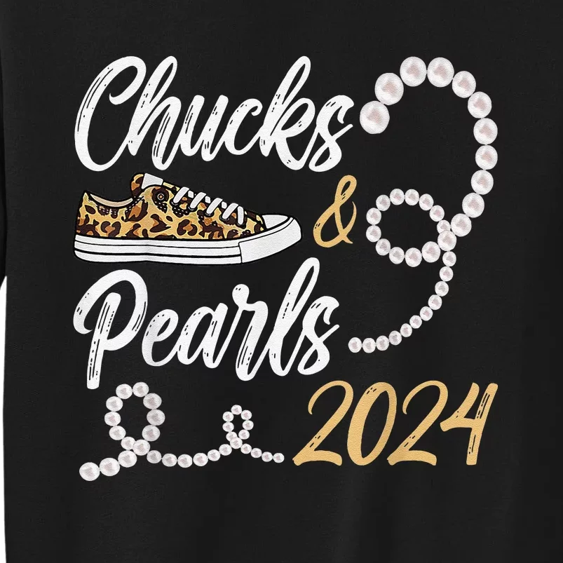 Chucks & Pearls Harris 2024 Leopard Shoes Kamala Harris Sweatshirt