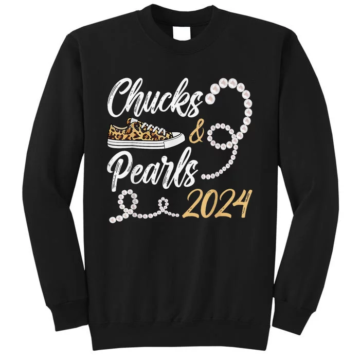 Chucks & Pearls Harris 2024 Leopard Shoes Kamala Harris Sweatshirt