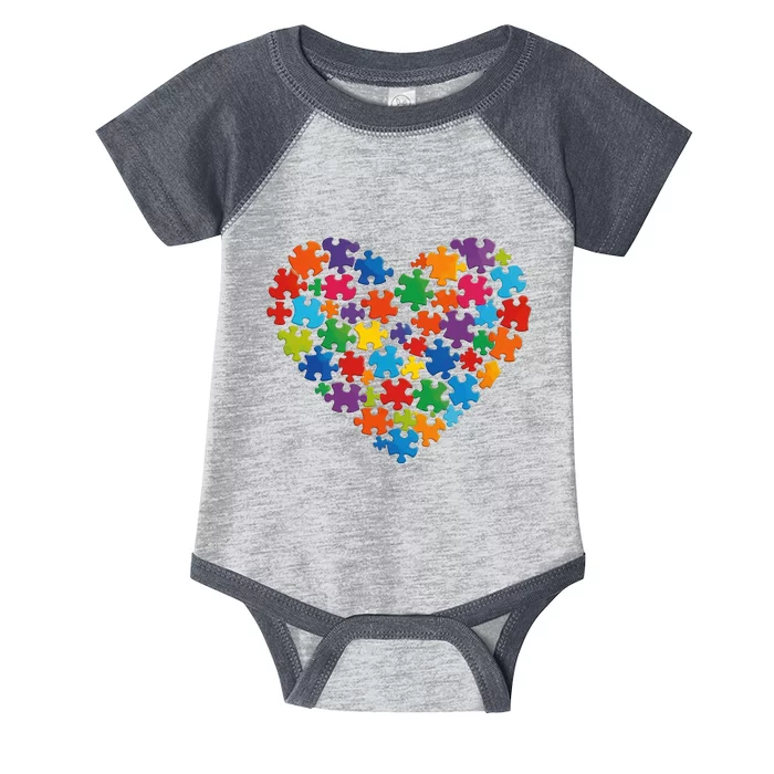 Colorful Puzzle Heart Autism Awareness Graphic Infant Baby Jersey Bodysuit