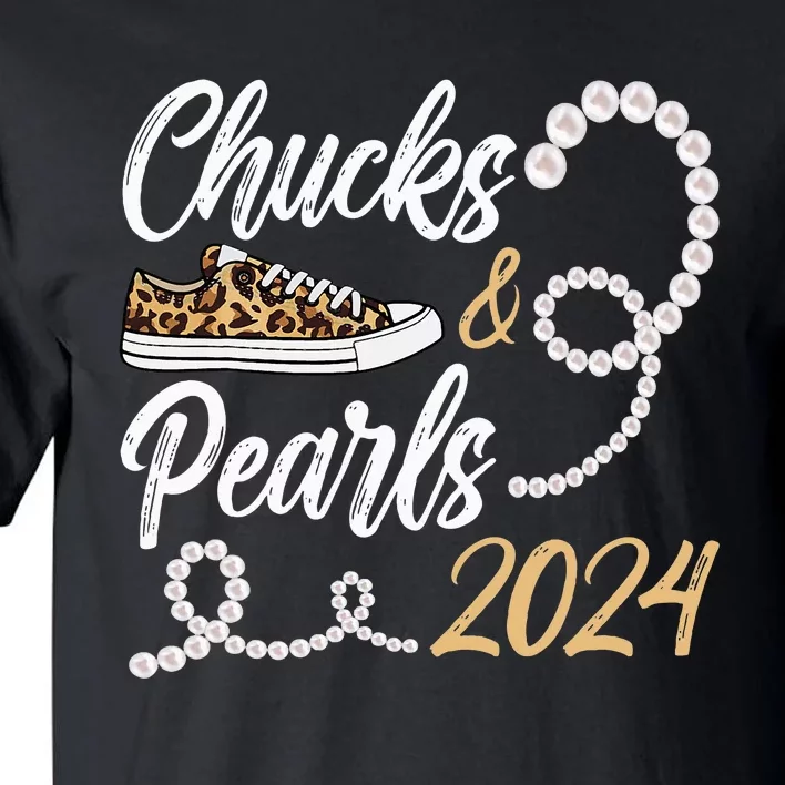 Chucks & Pearls Harris 2024 Leopard Shoes Kamala Harris Tall T-Shirt