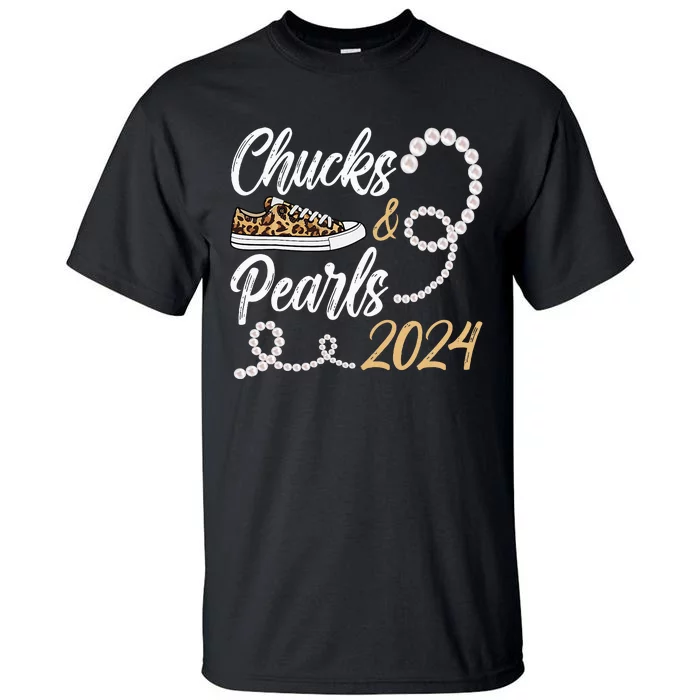 Chucks & Pearls Harris 2024 Leopard Shoes Kamala Harris Tall T-Shirt