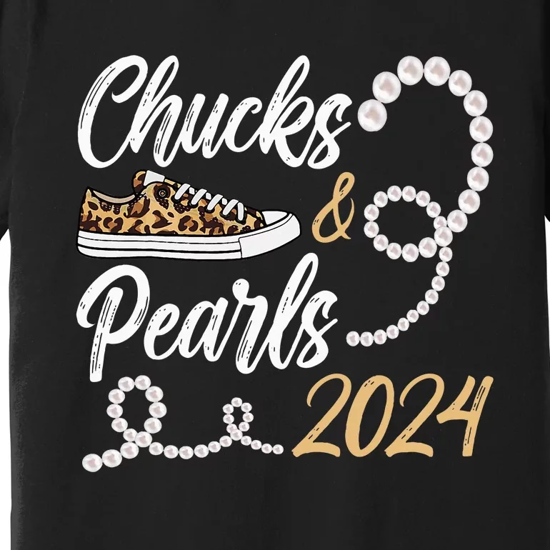 Chucks & Pearls Harris 2024 Leopard Shoes Kamala Harris Premium T-Shirt