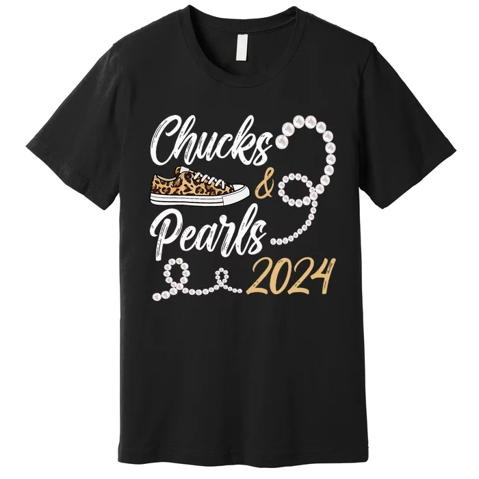 Chucks & Pearls Harris 2024 Leopard Shoes Kamala Harris Premium T-Shirt