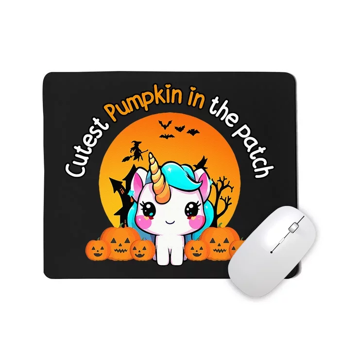 Cutest Pumpkin In The Patch Unicorn Witch Halloween Kawaii Mousepad