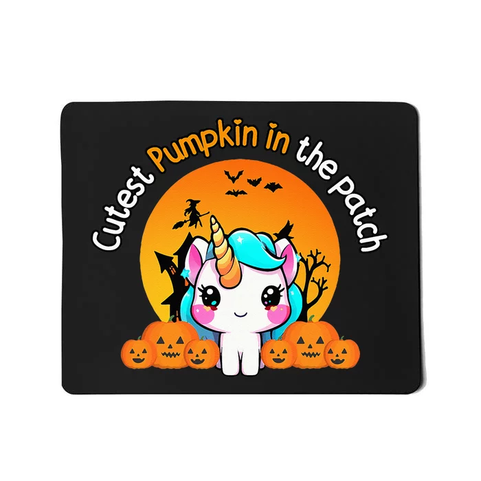 Cutest Pumpkin In The Patch Unicorn Witch Halloween Kawaii Mousepad