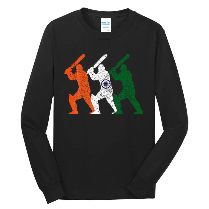 Cricket Player Indian Flag Vintage India Cricket Tall Long Sleeve T-Shirt