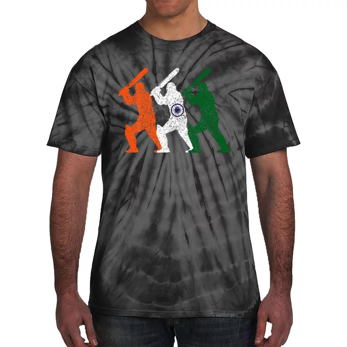 Cricket Player Indian Flag Vintage India Cricket Tie-Dye T-Shirt