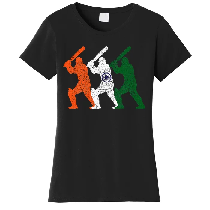 Cricket Player Indian Flag Vintage India Cricket Women's T-Shirt