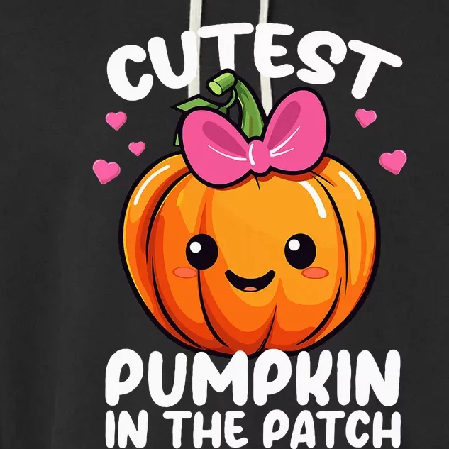 Cutest Pumpkin In The Patch Halloween Fall Girl Pumpkin Garment-Dyed Fleece Hoodie