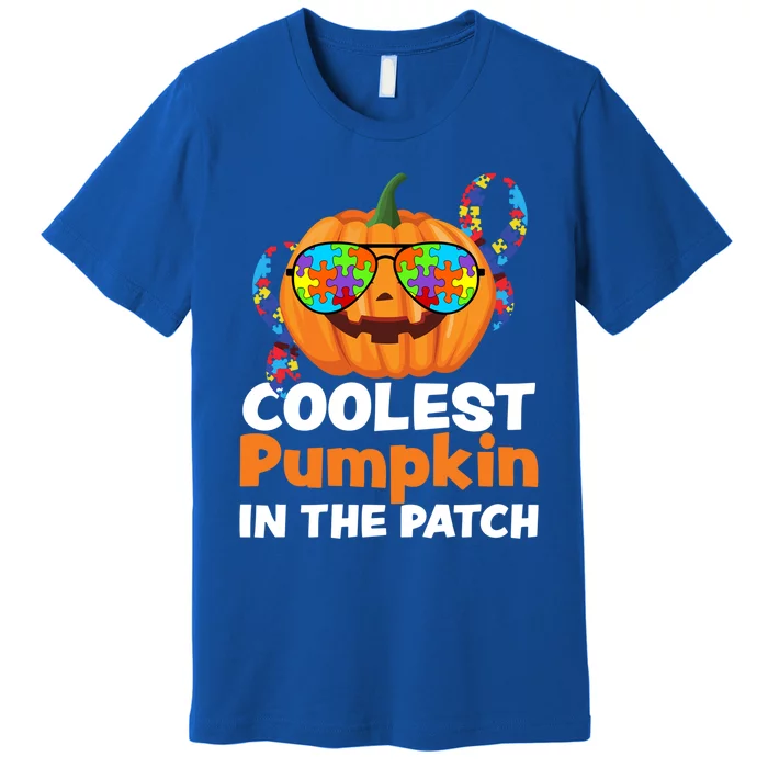 Coolest Pumpkin In The Patch Autism Halloween Gift Premium T-Shirt