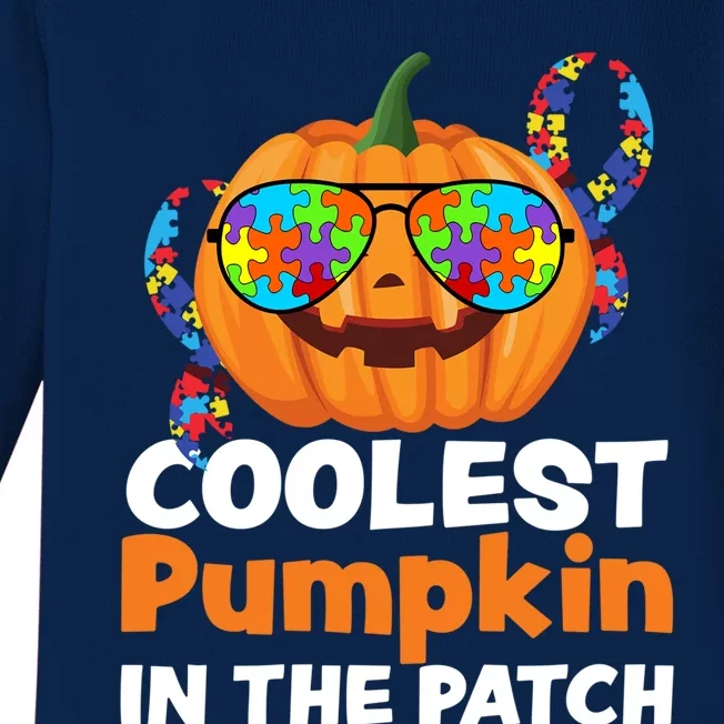 Coolest Pumpkin In The Patch Autism Halloween Gift Baby Long Sleeve Bodysuit