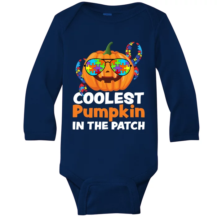 Coolest Pumpkin In The Patch Autism Halloween Gift Baby Long Sleeve Bodysuit