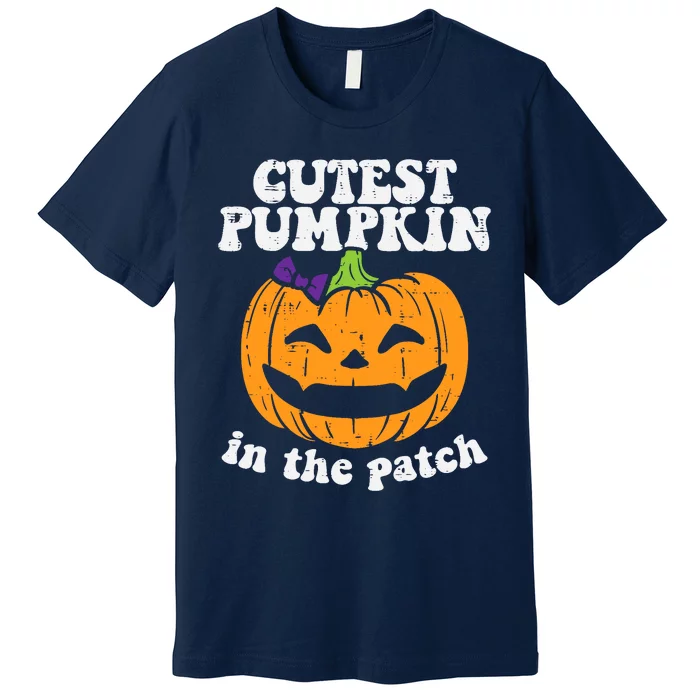 Cutest Pumpkin In The Patch Cute Halloween Girl Premium T-Shirt