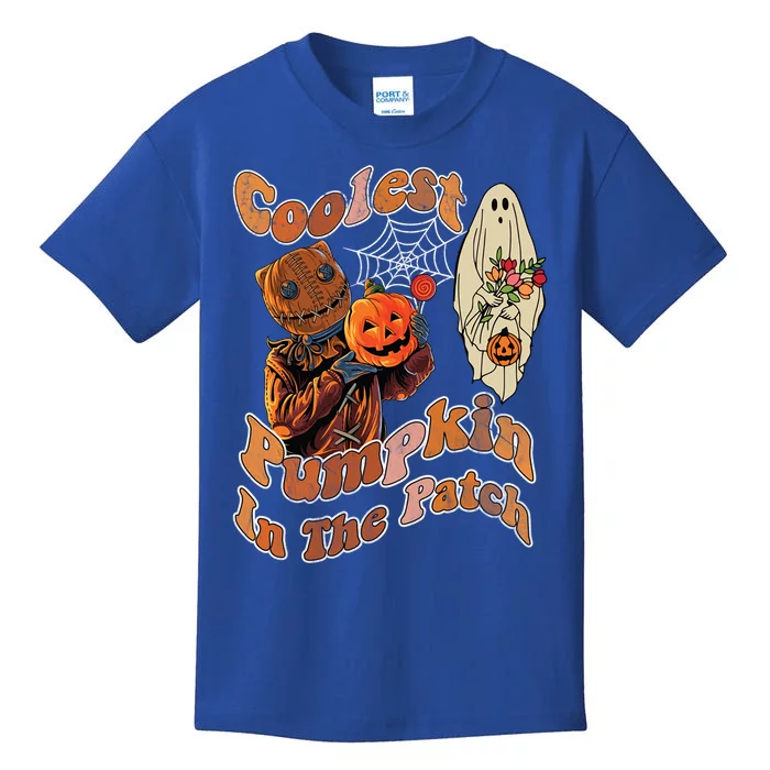 Coolest Pumpkin In The Patch Floral Ghost Funny Gift Kids T-Shirt