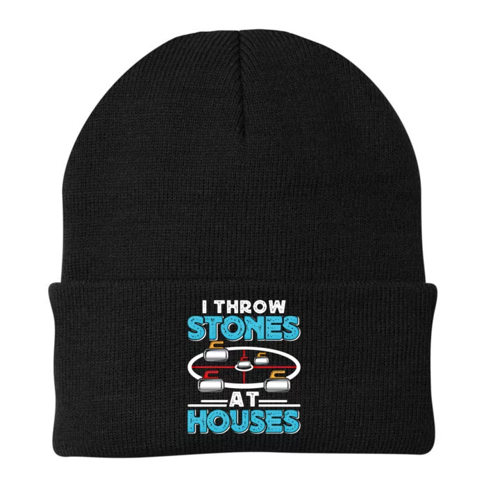 Curling Player I Throw Stones At Houses Curler Curling Gift Knit Cap Winter Beanie