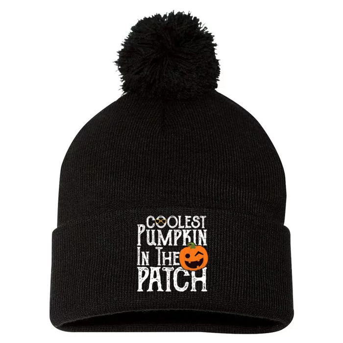 Coolest Pumpkin In The Patch Halloween Pom Pom 12in Knit Beanie