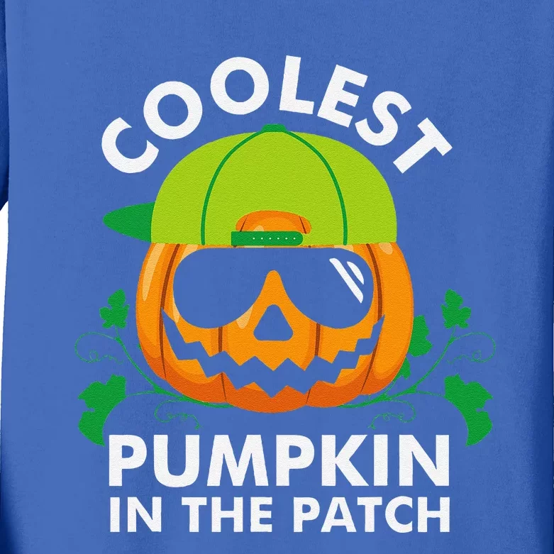 Coolest Pumpkin In The Patch Funny Pumpkin Halloween Kids Long Sleeve Shirt