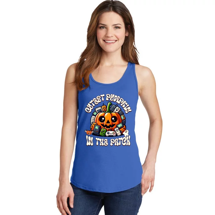 Cutest Pumpkin In The Patch Cute Halloween Gaming Controller Funny Gift Ladies Essential Tank