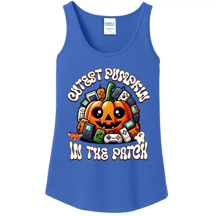 Cutest Pumpkin In The Patch Cute Halloween Gaming Controller Funny Gift Ladies Essential Tank