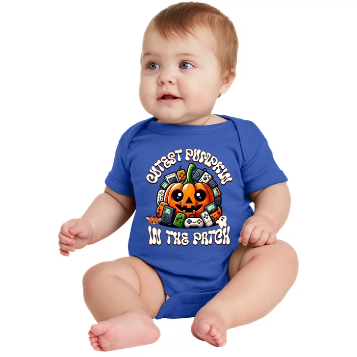 Cutest Pumpkin In The Patch Cute Halloween Gaming Controller Funny Gift Baby Bodysuit