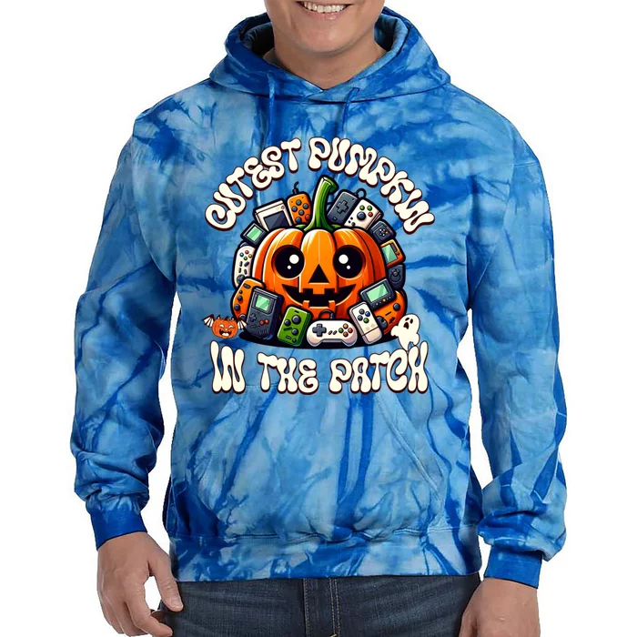 Cutest Pumpkin In The Patch Cute Halloween Gaming Controller Funny Gift Tie Dye Hoodie