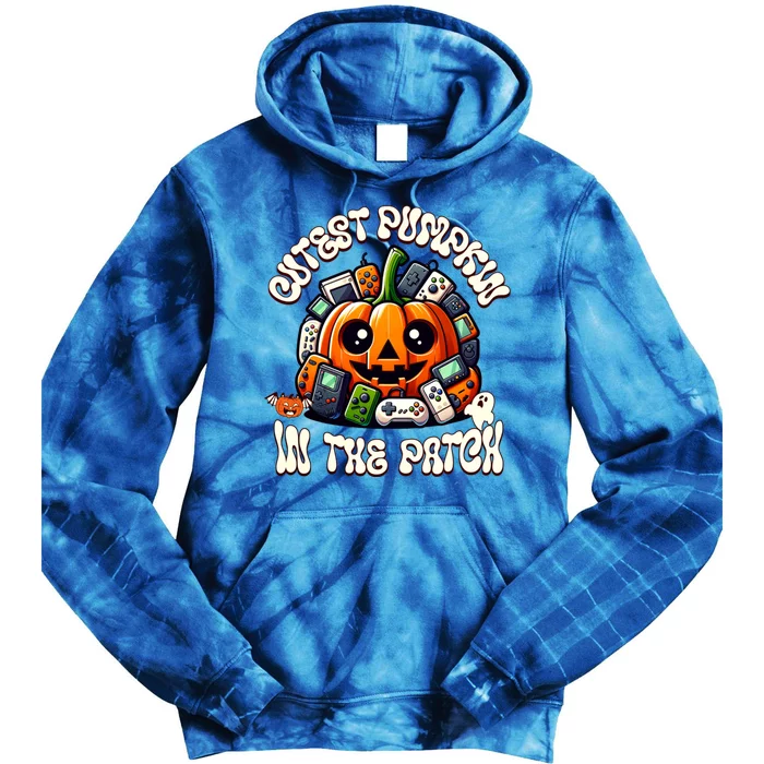 Cutest Pumpkin In The Patch Cute Halloween Gaming Controller Funny Gift Tie Dye Hoodie