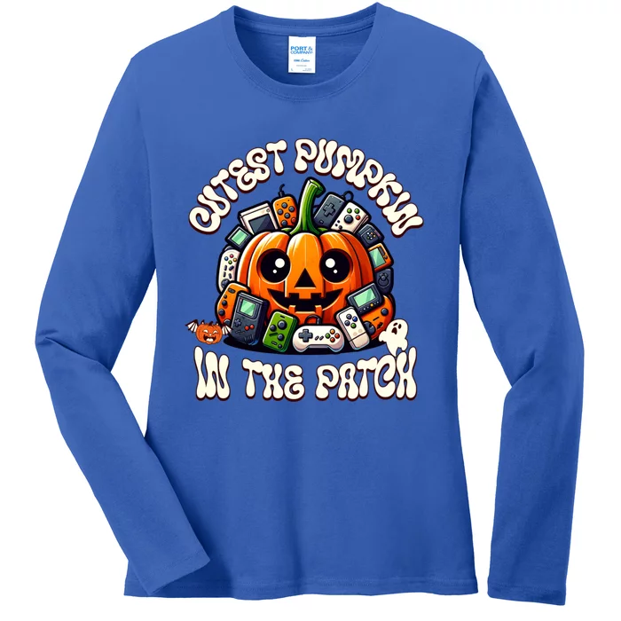 Cutest Pumpkin In The Patch Cute Halloween Gaming Controller Funny Gift Ladies Long Sleeve Shirt