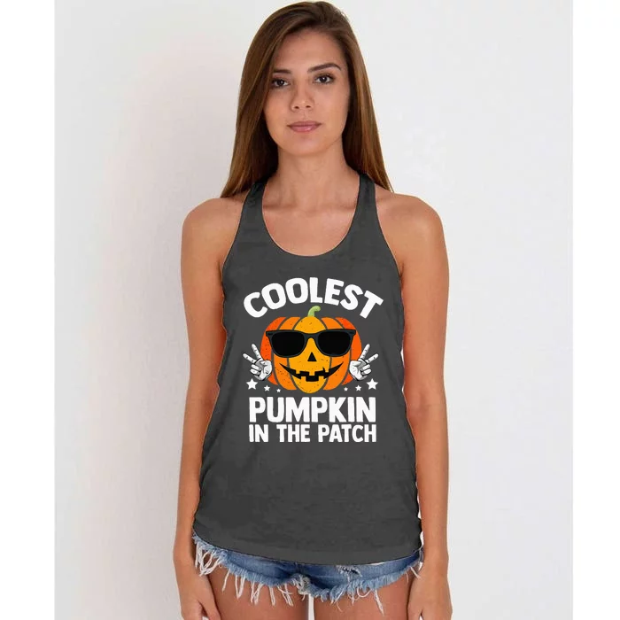 Coolest Pumpkin In The Patch Halloween Girls Women's Knotted Racerback Tank