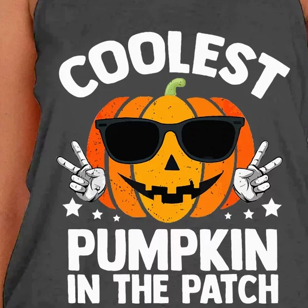 Coolest Pumpkin In The Patch Halloween Girls Women's Knotted Racerback Tank