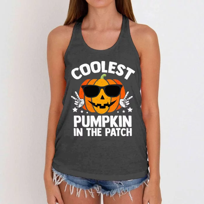 Coolest Pumpkin In The Patch Halloween Girls Women's Knotted Racerback Tank