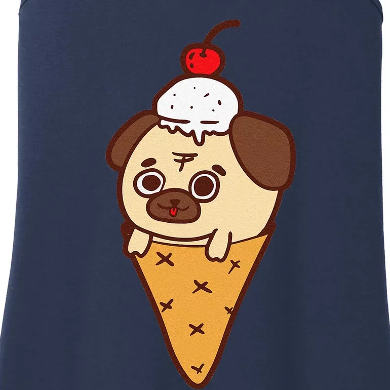 Cute Pug Ice Cream Cone Funny Dog Lovers Gifts Ladies Essential Tank